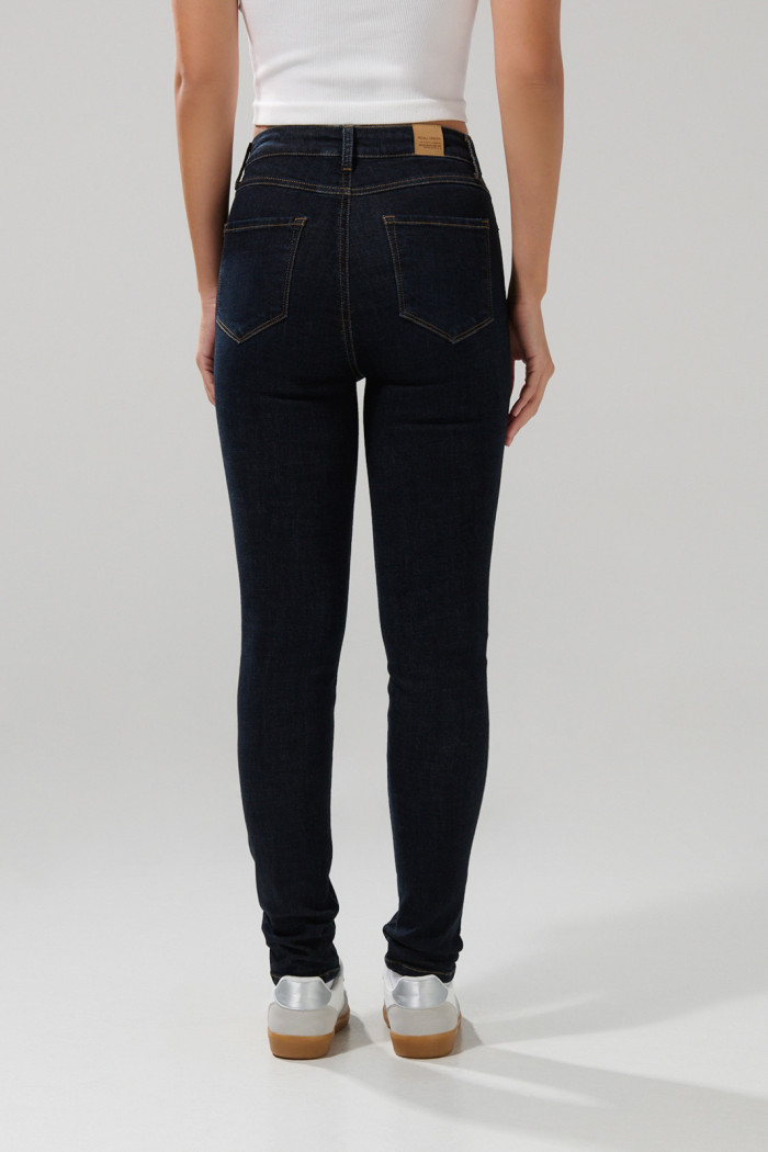 Jean jegging ceñido azul intenso 5 bolsillos con tiro alto
