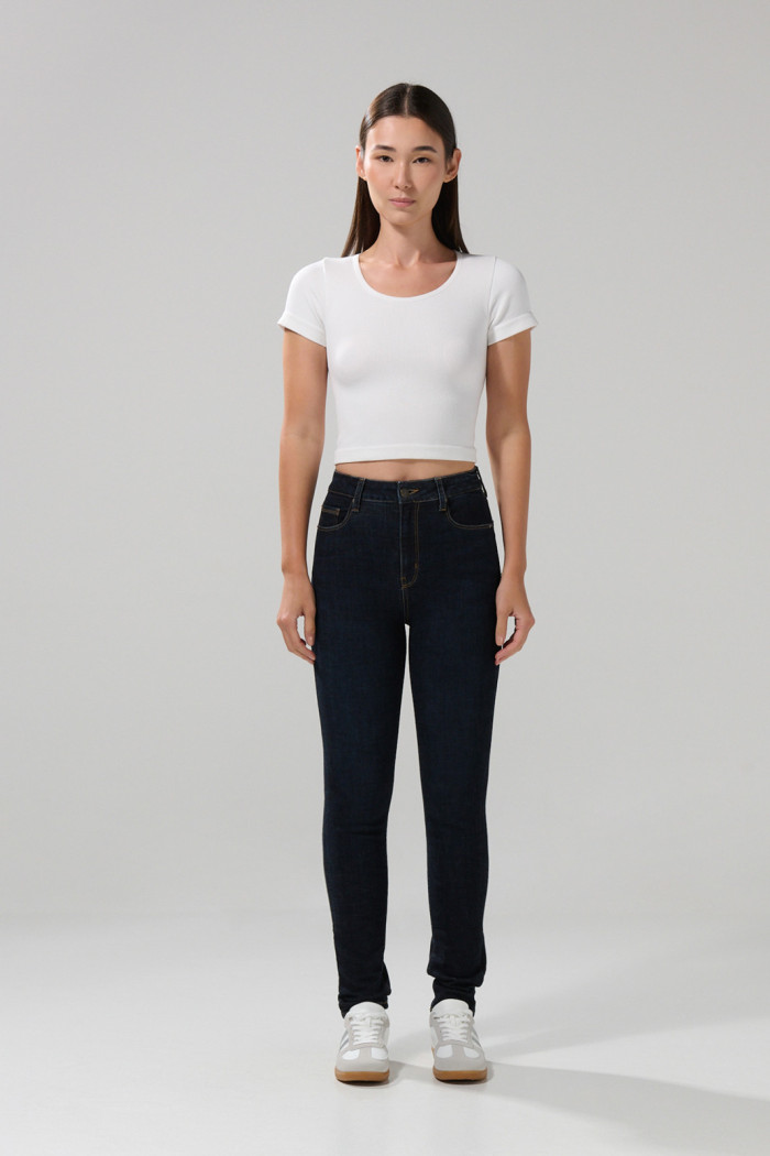 Jean jegging ceñido azul intenso 5 bolsillos con tiro alto