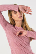 Camiseta manga larga unicolor ajustada en tela devoré