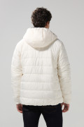 Chaqueta con capota unicolor acolchada y cremallera en frente