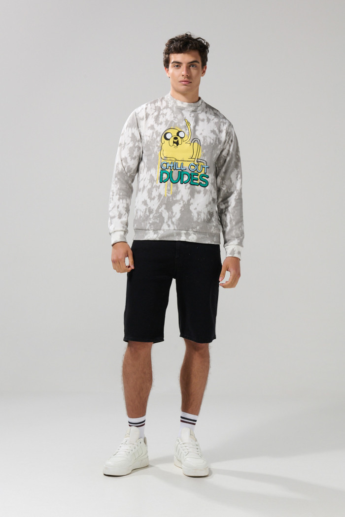 Buzo crema tie dye de Hora de aventura cuello redondo