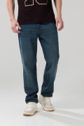 Jean azul oscuro 90´S con bolsillos, tiro bajo y bota recta