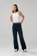 Jean azul intenso 90´S con bota recta y tiro alto