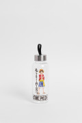 Botella blanca con diseño de One Piece y tapa