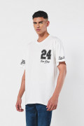 Camiseta crema oversize manga corta con diseños college