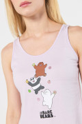 Camiseta manga sisa lila clara con diseño de Escandalosos