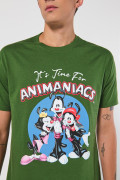 Camiseta verde cuello redondo con arte de Animaniacs