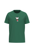 Camiseta cuello redondo unicolor con arte de Snoopy
