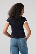 Camiseta college azul intensa con contrastes y manga corta