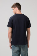 Camiseta college azul intensa en algodón cuello redondo
