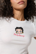 Camiseta crema clara manga corta con arte de Betty Boop