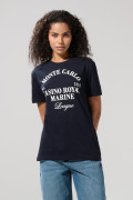 Camiseta en algodón college azul con manga corta