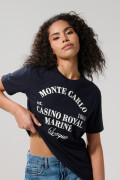 Camiseta en algodón college azul con manga corta