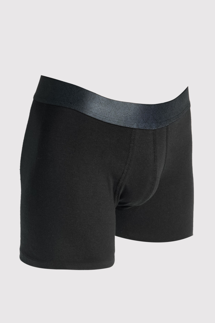 Bóxer brief-medio en algodón negro con cintura elástica