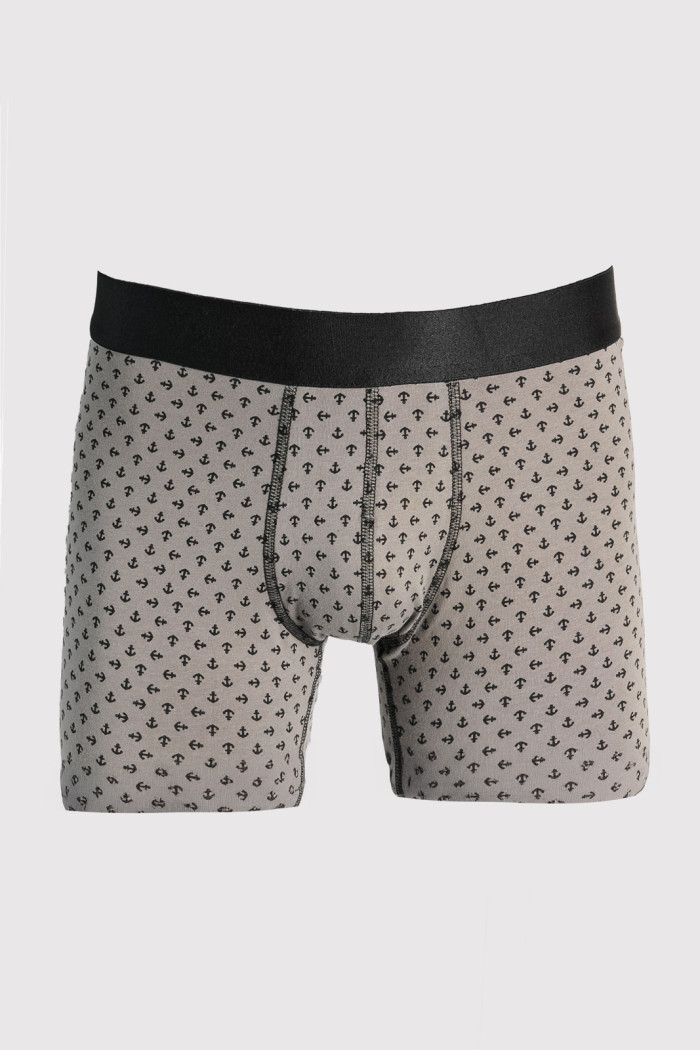 Bóxer midway brief-largo gris oscuro con diseños de anclas