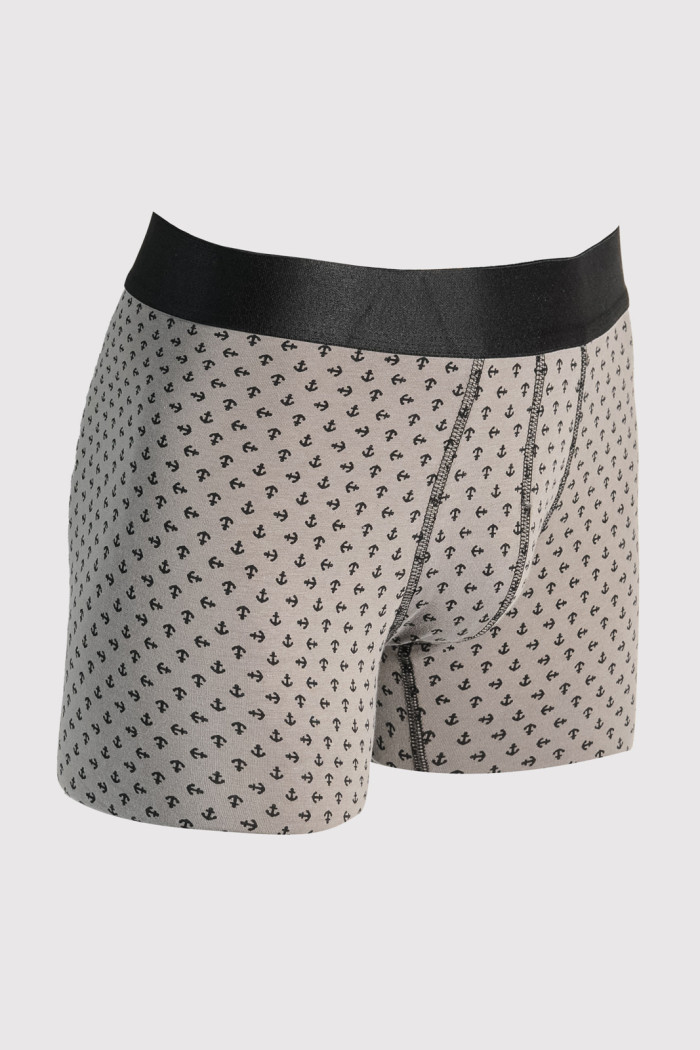 Bóxer midway brief-largo gris oscuro con diseños de anclas