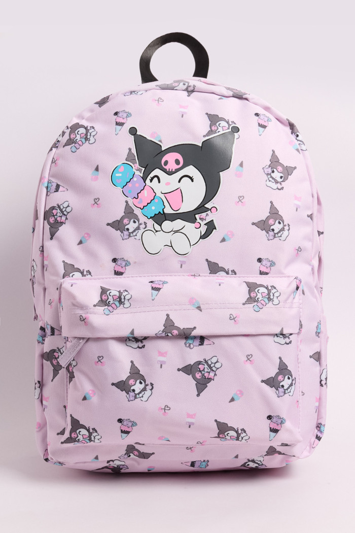 Maleta lila medio con diseño de Kuromi y cremalleras