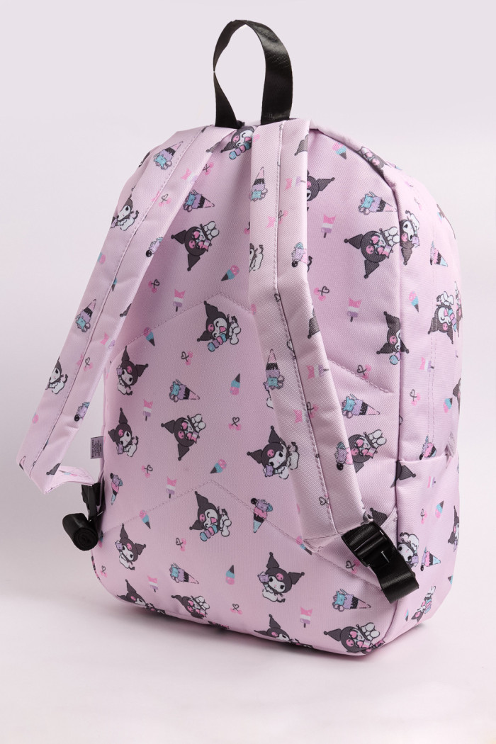 Maleta lila medio con diseño de Kuromi y cremalleras