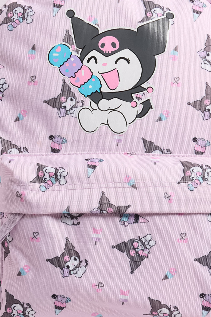 Maleta lila medio con diseño de Kuromi y cremalleras