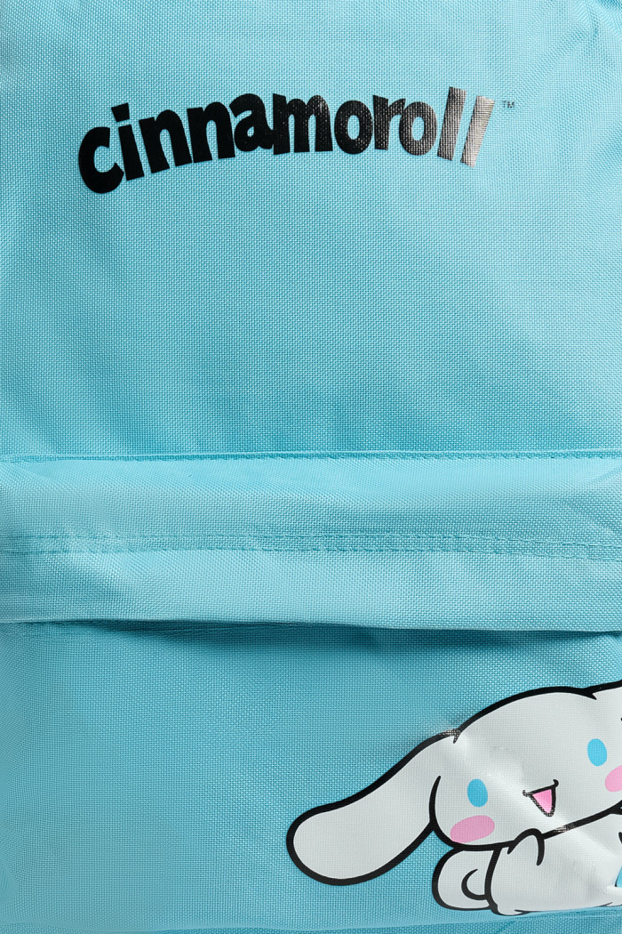 Maleta azul clara con diseño de Hello Kitty y cremalleras