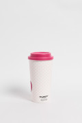 Vaso unicolor con diseño de Hello Kitty y tapa
