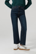 Jean straight leg bota recta azul oscuro con tiro alto