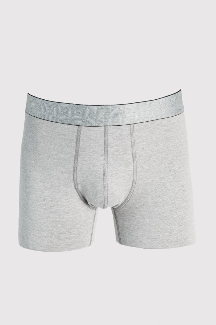 Bóxer gris medio midway brief-largo con costuras planas
