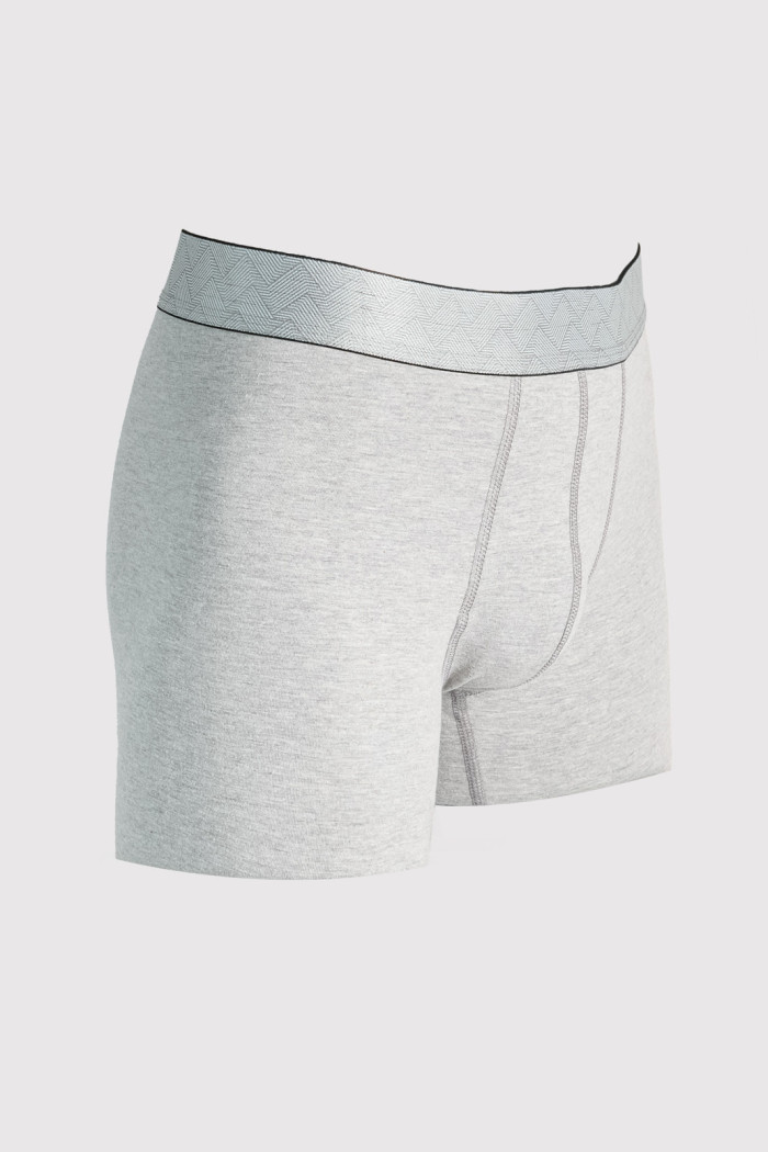 Bóxer gris medio midway brief-largo con costuras planas
