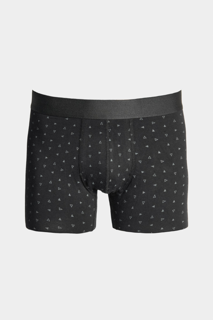 Bóxer negro midway brief-largo con figuras continuas