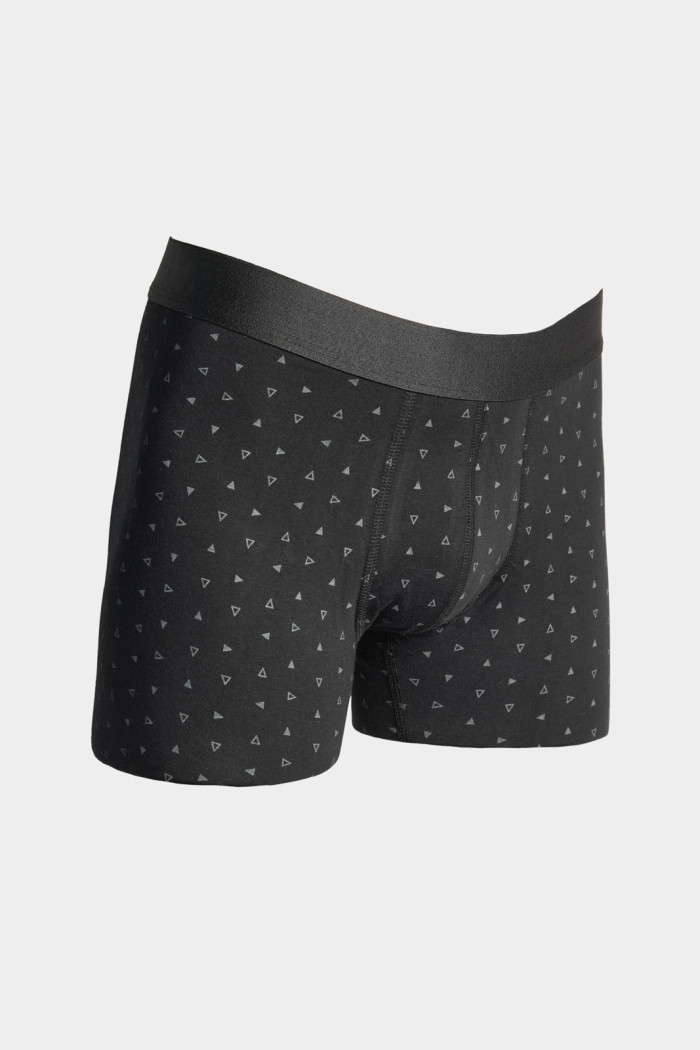 Bóxer negro midway brief-largo con figuras continuas