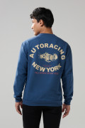 Buzo cuello redondo azul oscuro con arte college