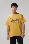 Camiseta amarilla oscura college oversize manga corta