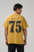 Camiseta amarilla oscura college oversize manga corta