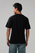 Camiseta college negra en algodón con manga corta