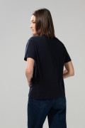 Camiseta college en algodón azul con manga corta
