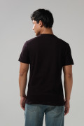 Camiseta en algodón ajustada negra con cuello redondo