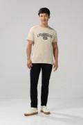 Camiseta en algodón kaki college con manga corta