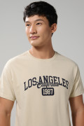 Camiseta en algodón kaki college con manga corta