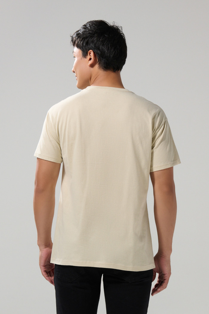 Camiseta en algodón kaki college con manga corta