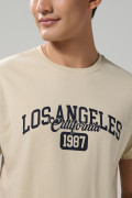Camiseta en algodón kaki college con manga corta
