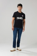 Camiseta en algodón ajustada negra con manga corta