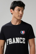 Camiseta en algodón ajustada negra con manga corta