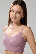Camiseta unicolor crop top con escote V y manga sisa