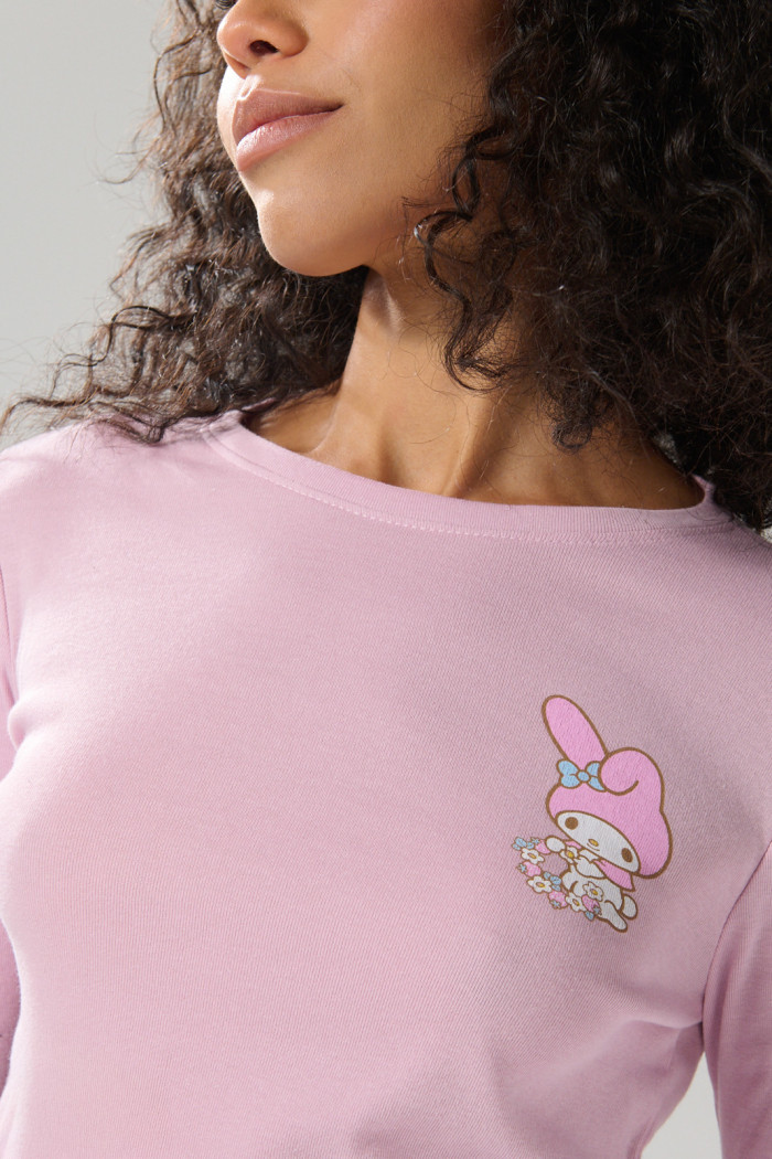 Camiseta manga larga rosada con diseño de My Melody
