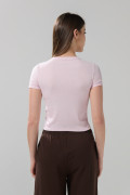 Camiseta acanalada unicolor cuello redondo ajustada
