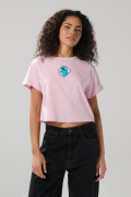 Camiseta crop top rosada con diseño de Reptar