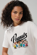 Camiseta crema clara de Snoopy con manga corta