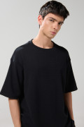 Camiseta unicolor manga corta con texturas oversize