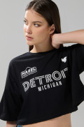Camiseta crop top femenina fit oversize manga corta
