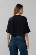 Camiseta crop top femenina fit oversize manga corta